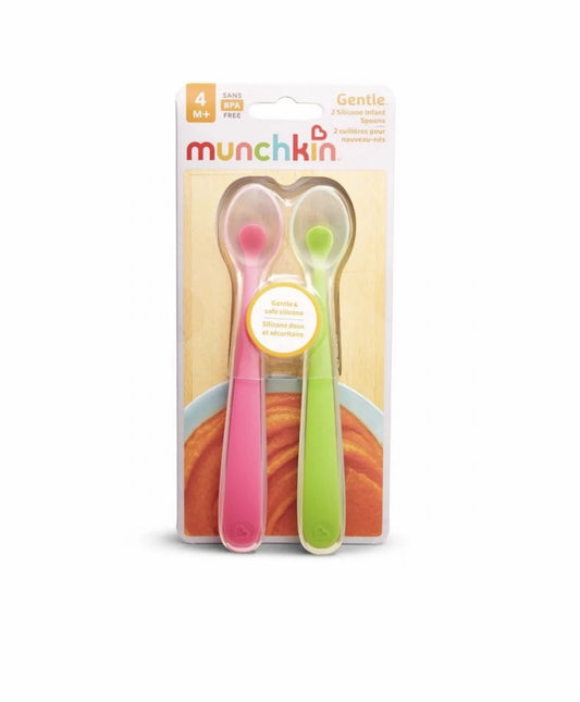 Munchkin–Gentle Κουτάλια Σιλικόνης 4m+ Ροζ/Πράσινο 2τμχ